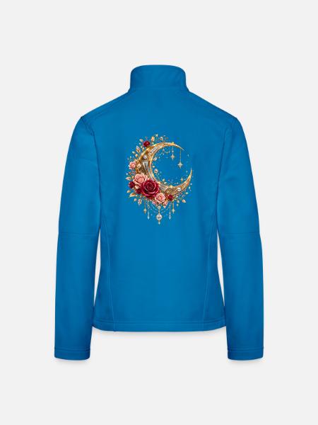 Goldener Mond mit Rosen - Frauen Softshelljacke - Lichtblau