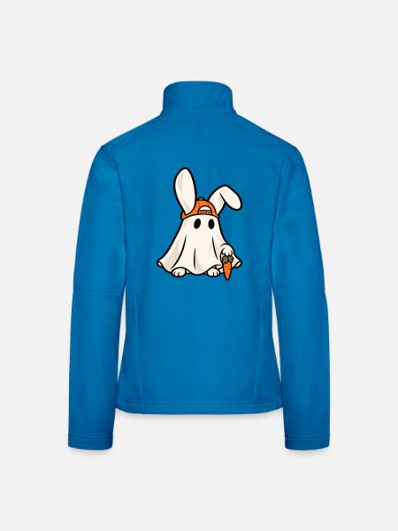 Geisterkaninchen mit Mütze. Süßes Halloween - Frauen Softshelljacke - Lichtblau - Hinten