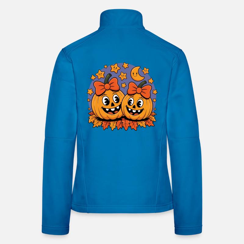 Funny Halloween pumpkins with bows Women's Softshell Jacket