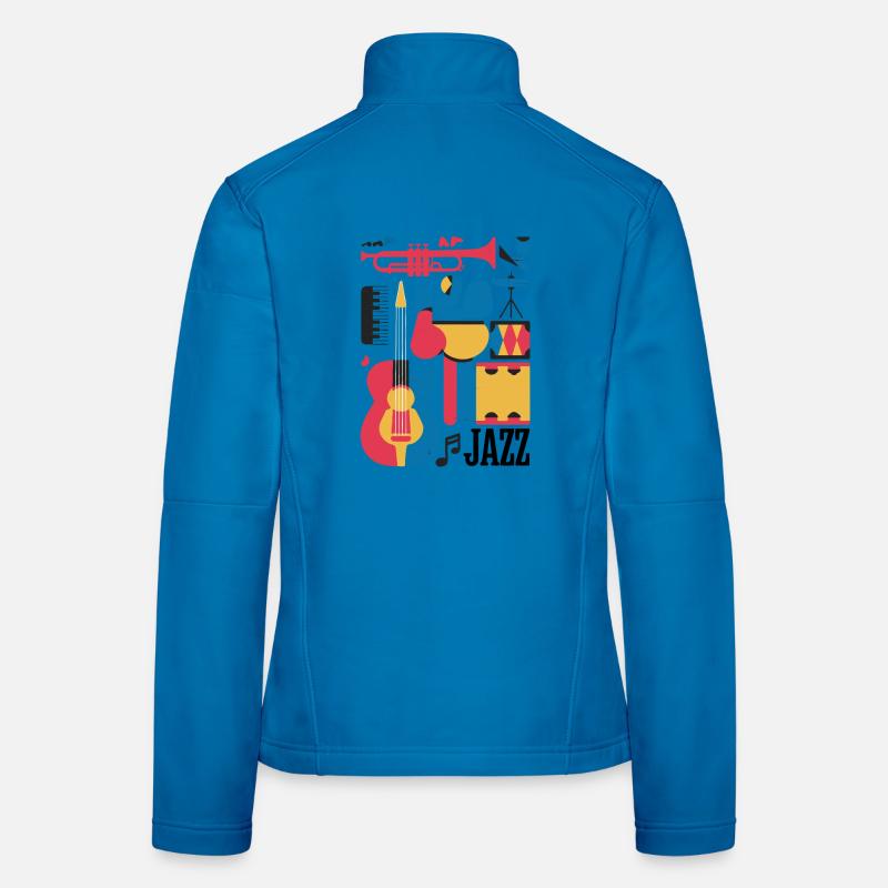 Happy Musical Notes and Instruments Illustration Women's Softshell Jacket