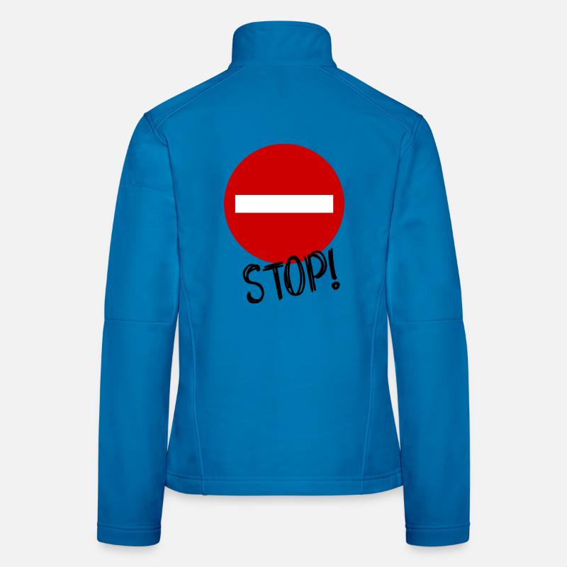 STOP. HUMOR. MESSAGE. QUOTATION. PANEL. DAD Women's Softshell Jacket