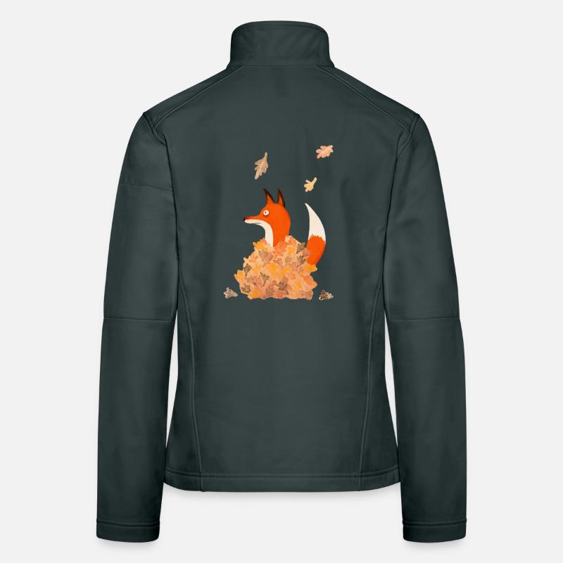 Fuchs mit Blättern Frauen Softshelljacke