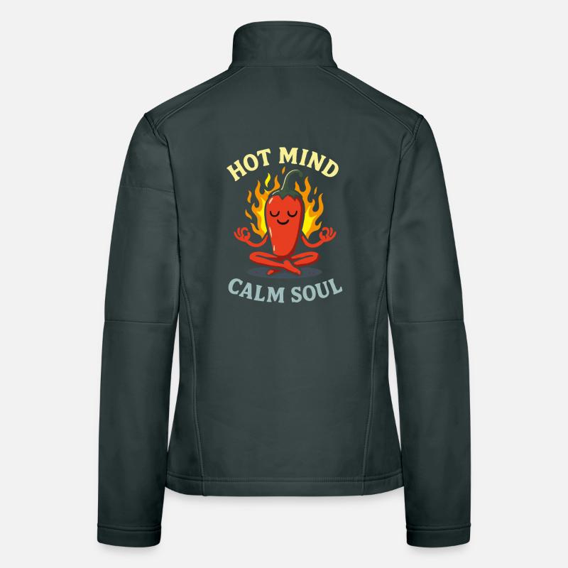 Hot Mind Calm Soul – Funny Chili Comic Design Women's Softshell Jacket