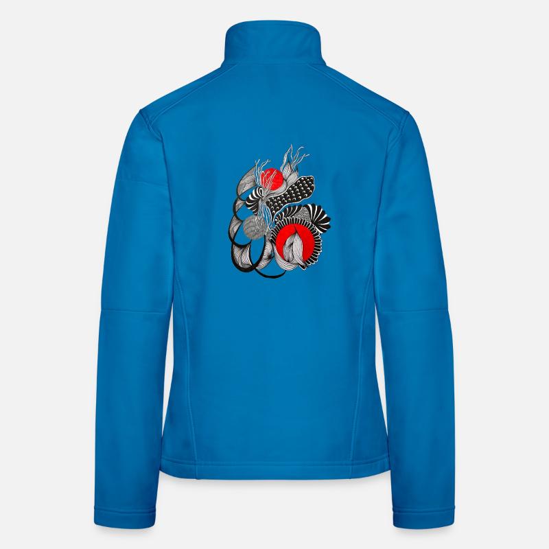 Cercles de fleurs monochromes avec rouge Veste en tissu softshell Femme