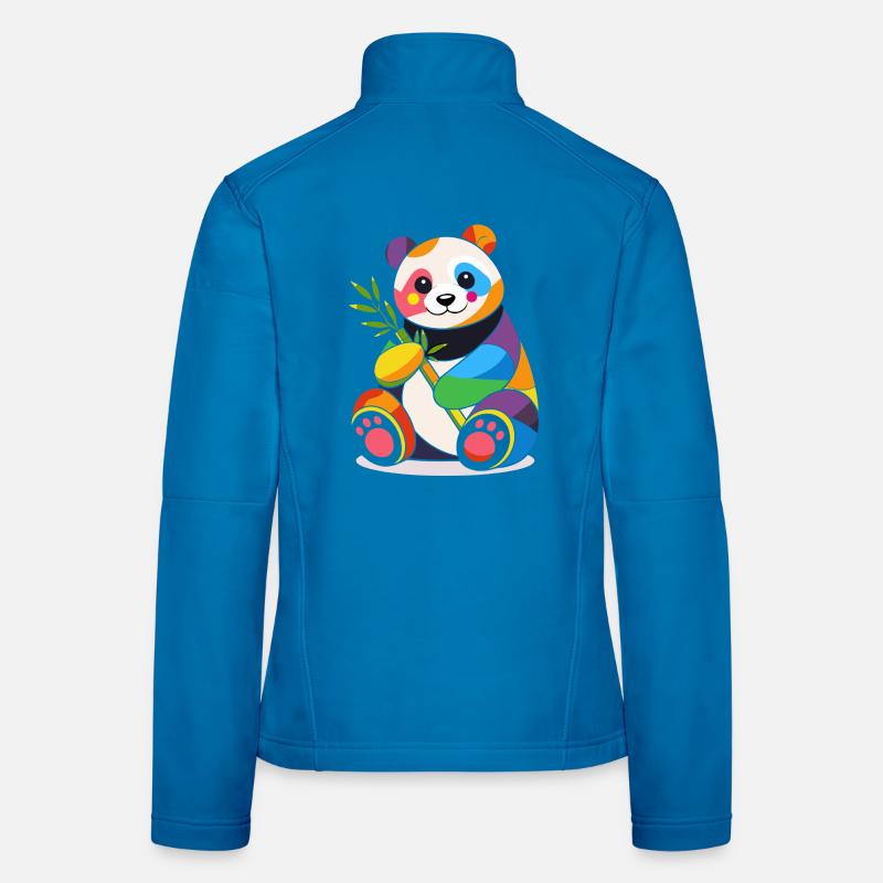 Panda coloré avec du bambou – Design joyeux Veste en tissu softshell Femme