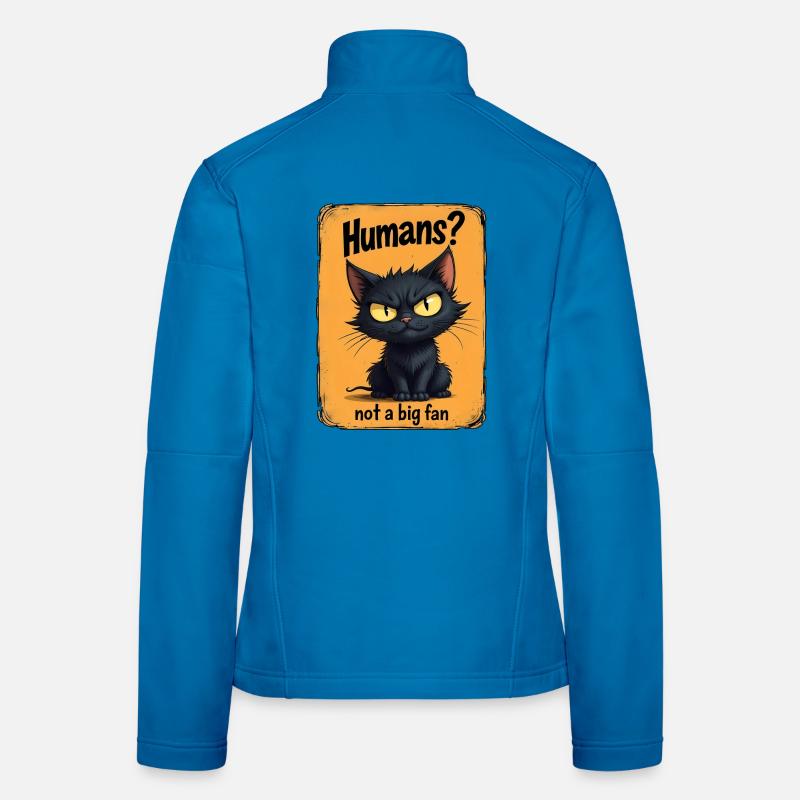 Not a Big Fan – Grumpy Black Cat  Women's Softshell Jacket