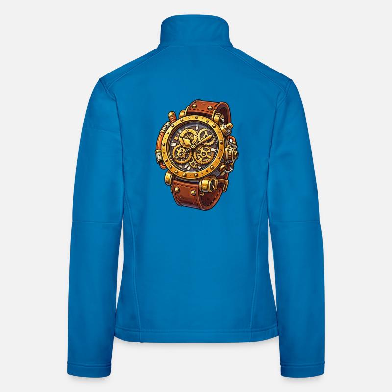 Conception du chrono à mouvement steampunk Veste en tissu softshell Femme