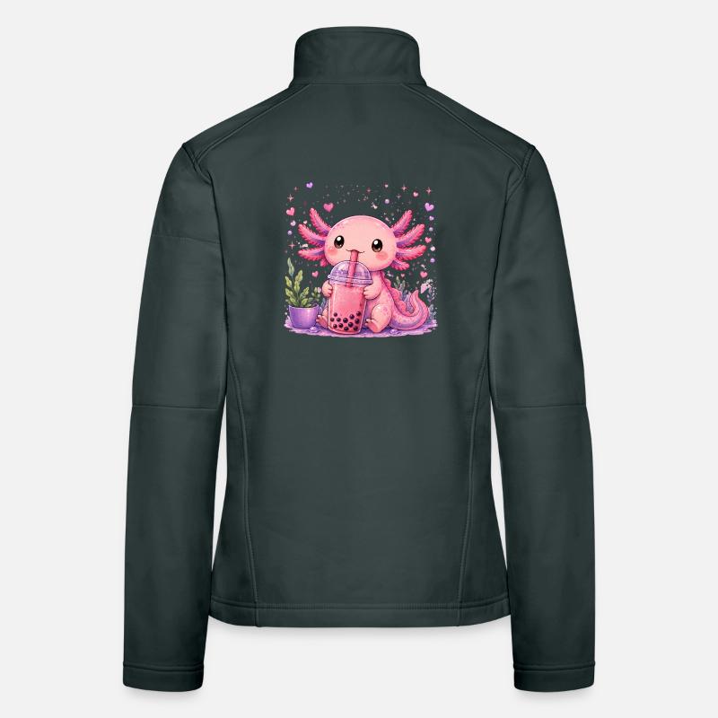 Pink Axolot with Bubble Tea Women's Softshell Jacket
