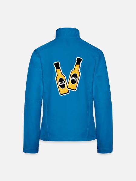 2 Toasting Beer Bottles (Beery / NEG / 2C) - Women's Softshell Jacket - light blue - Back