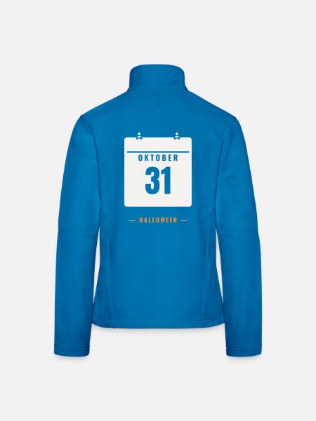 31 octobre Calendrier Date d’Halloween Horreur Effrayante - Veste en tissu softshell Femme - bleu clair - Dos