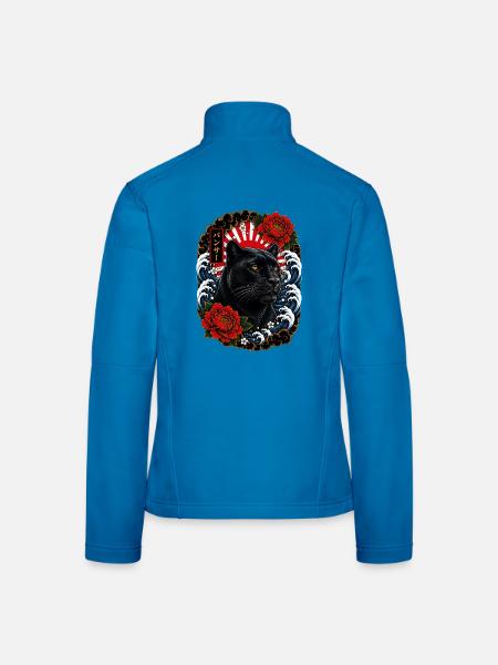 Schwarzer Panther im japanischen Irezumi Stil - Frauen Softshelljacke - Lichtblau - Hinten