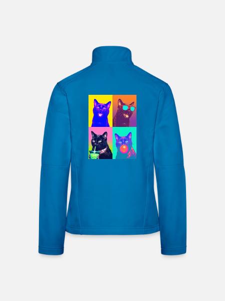 Katzen schwarze Katze - Frauen Softshelljacke - Lichtblau - Hinten