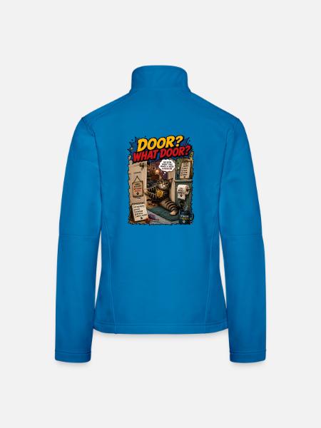 Tür? Welche Tür? Lustige Katzengrafik - Frauen Softshelljacke - Lichtblau - Hinten