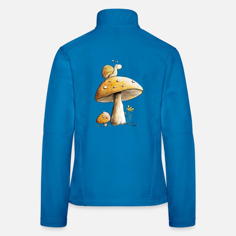 Escargot Sur Champignon Nature Forêt Conte de Fées Veste en tissu softshell Femme