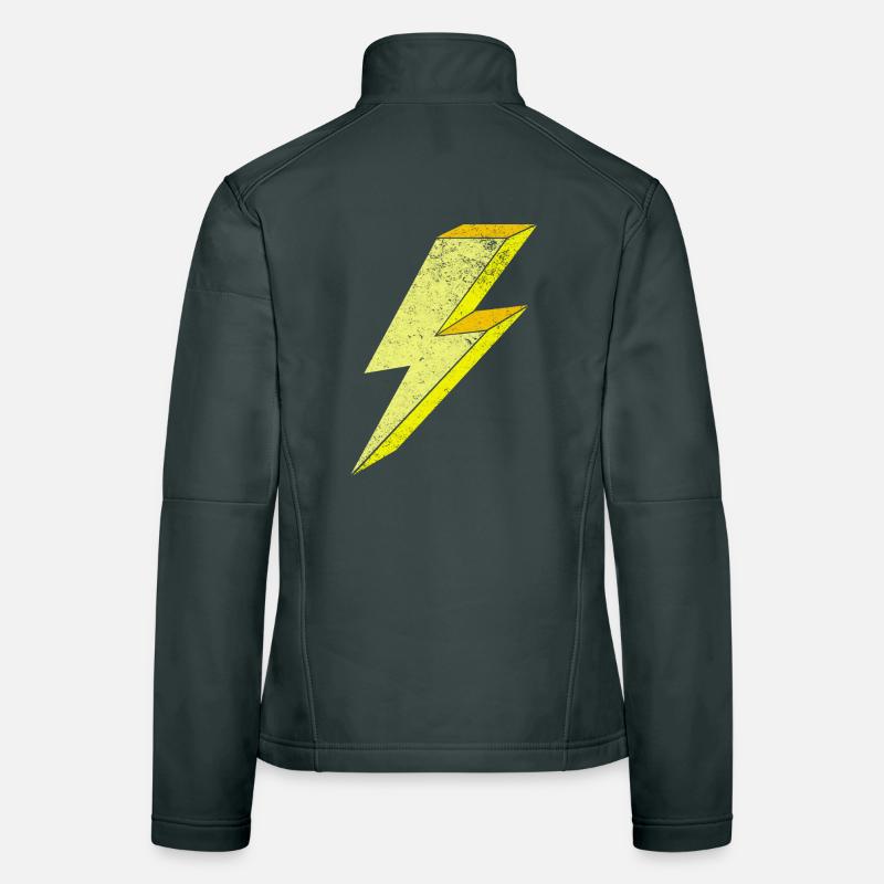 Blitzsymbol Fleckendesign auf Kleidung 3D Frauen Softshelljacke