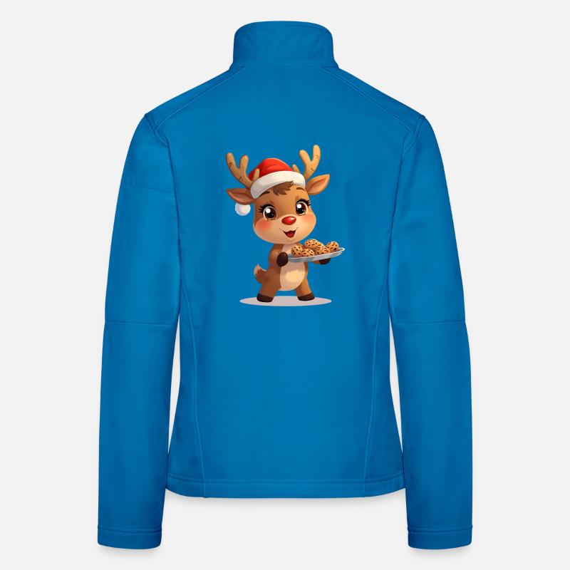Reindeer with Santa hat and biscuits Women's Softshell Jacket