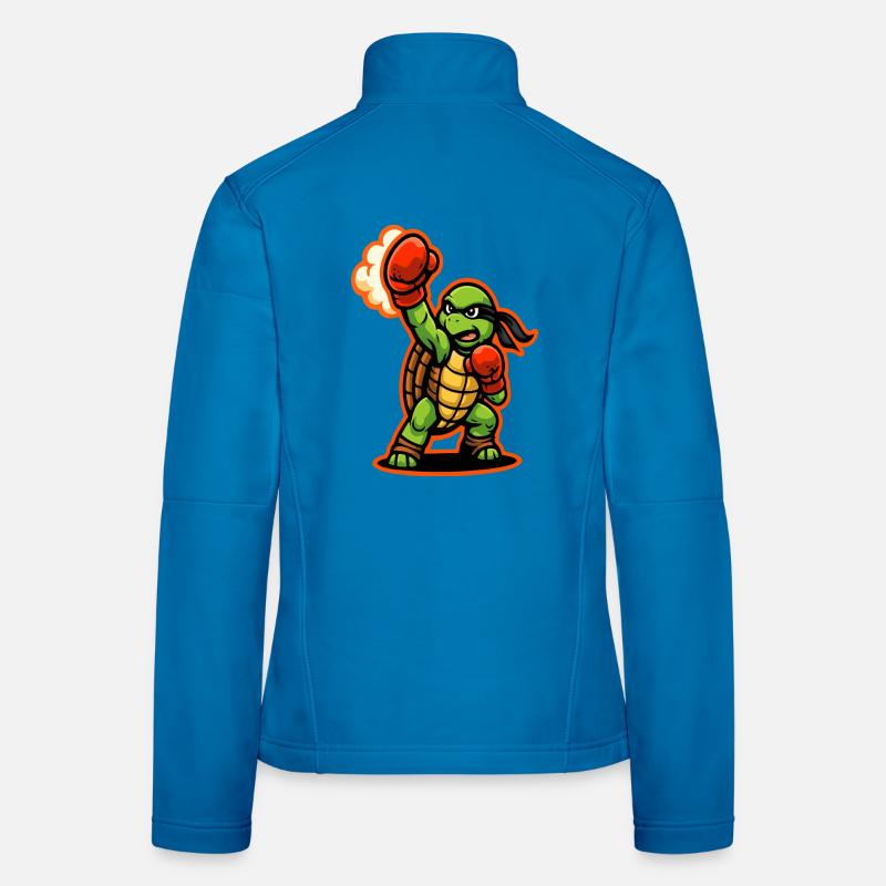 Boxing Turtle Fighter Power Punch Mascot Women's Softshell Jacket