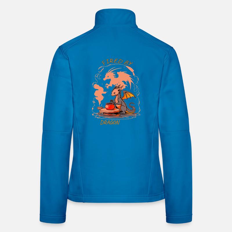 Dragon Forge - Fired by Magic Pottery Art - Women's Softshell Jacket - light blue