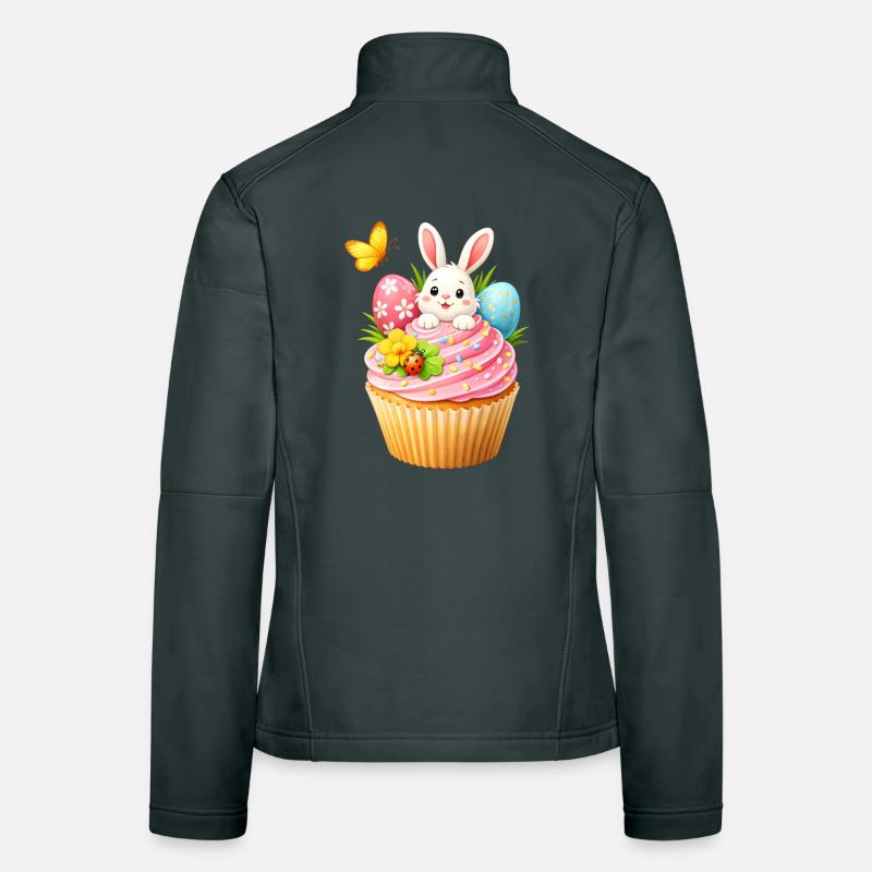 Cute Easter Bunny Cupcake with Colorful Easter Eggs Women's Softshell Jacket