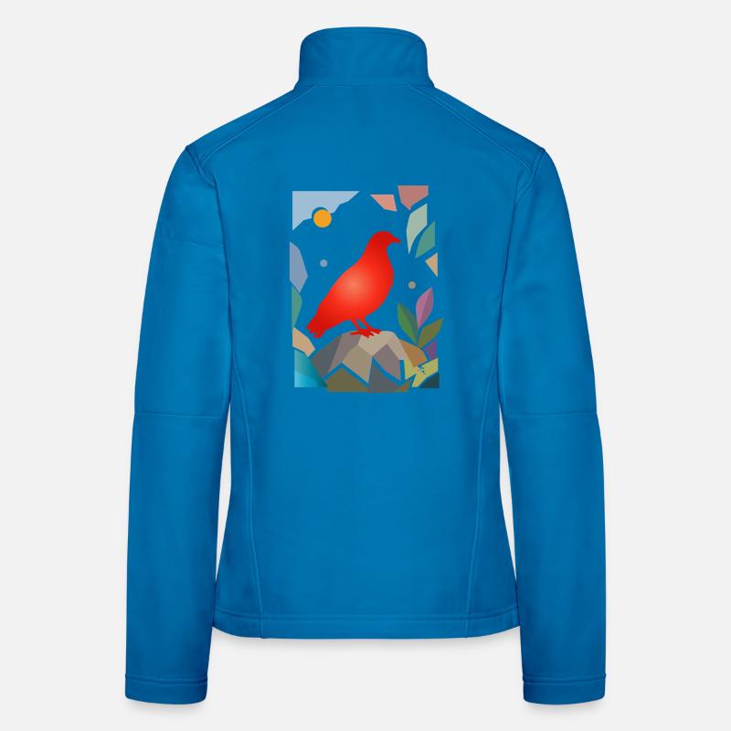 Red Dove on Stone Bird Design Women's Softshell Jacket
