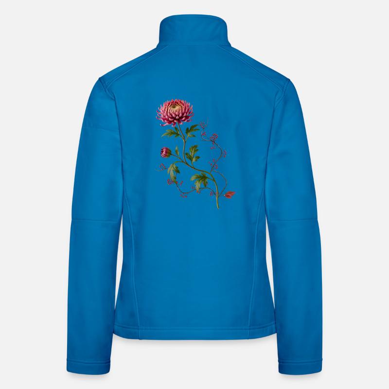 Chrysanthème avec baies dans le style zen Veste en tissu softshell Femme