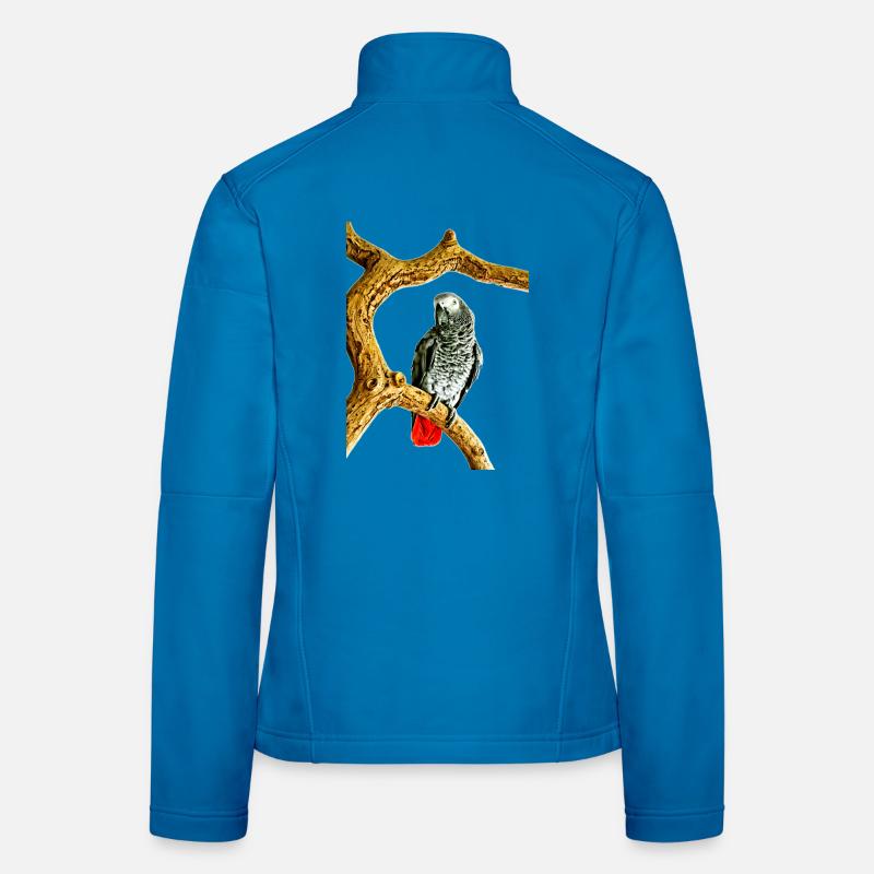 Parrot Noir with red tail tip, Grey parrot Women's Softshell Jacket