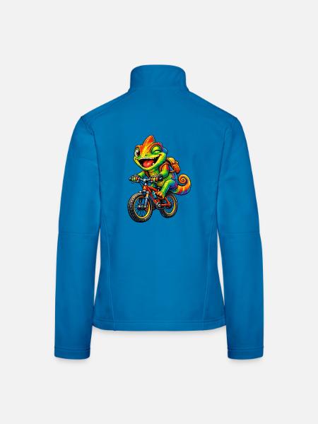 Chamäleon auf dem Fahrrad - Frauen Softshelljacke - Lichtblau - Hinten