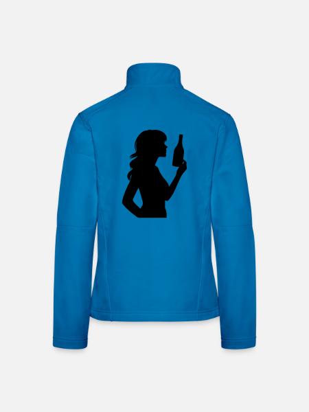 Frau mit Flasche und langen Haaren Silhouette - Frauen Softshelljacke - Lichtblau - Hinten