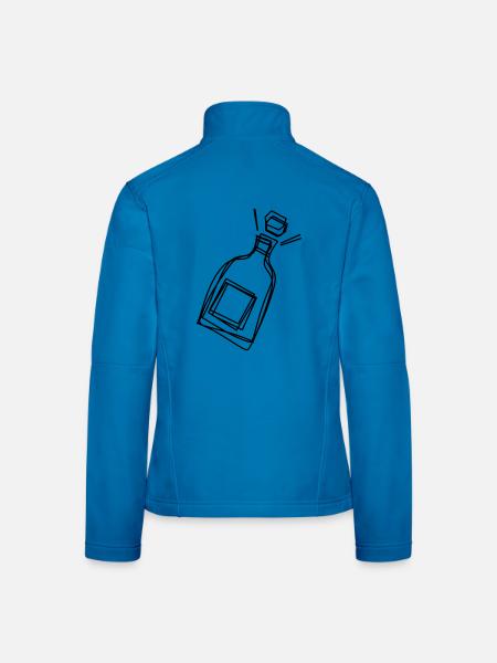 Sektflasche handgezeichnet - Frauen Softshelljacke - Lichtblau - Hinten