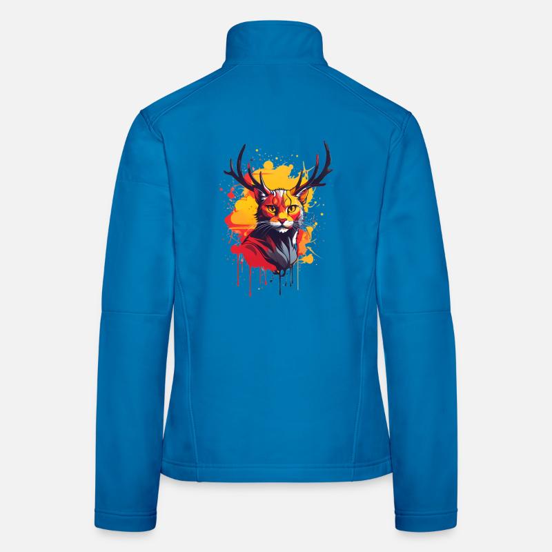 Katze mit Geweih - Frauen Softshelljacke - Lichtblau