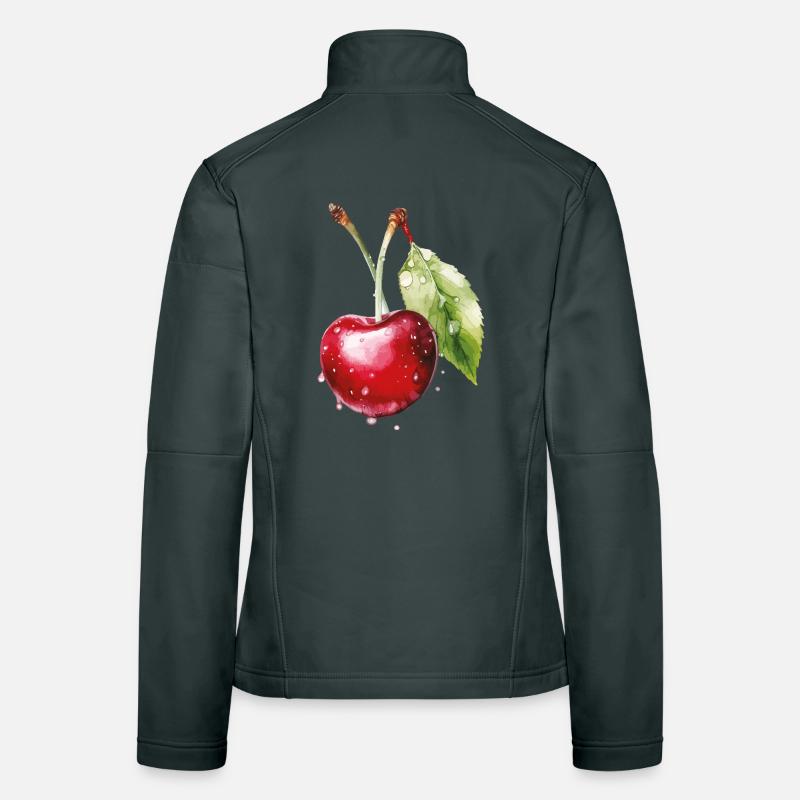 Fruity cherry with water droplets Women's Softshell Jacket