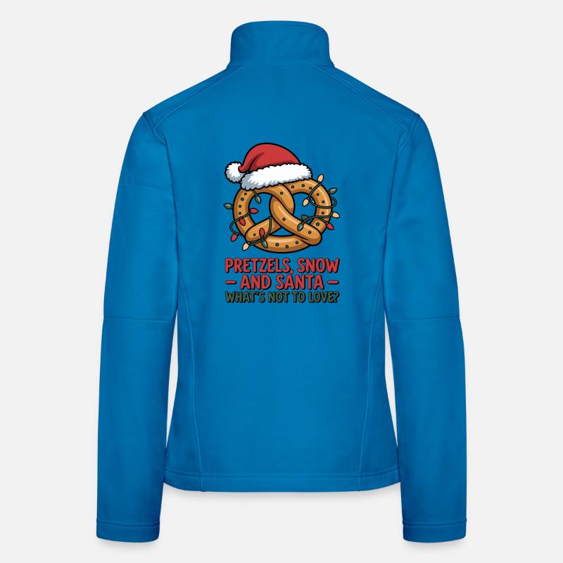 Festive Pretzel with Santa Hat and Christmas Light Women's Softshell Jacket