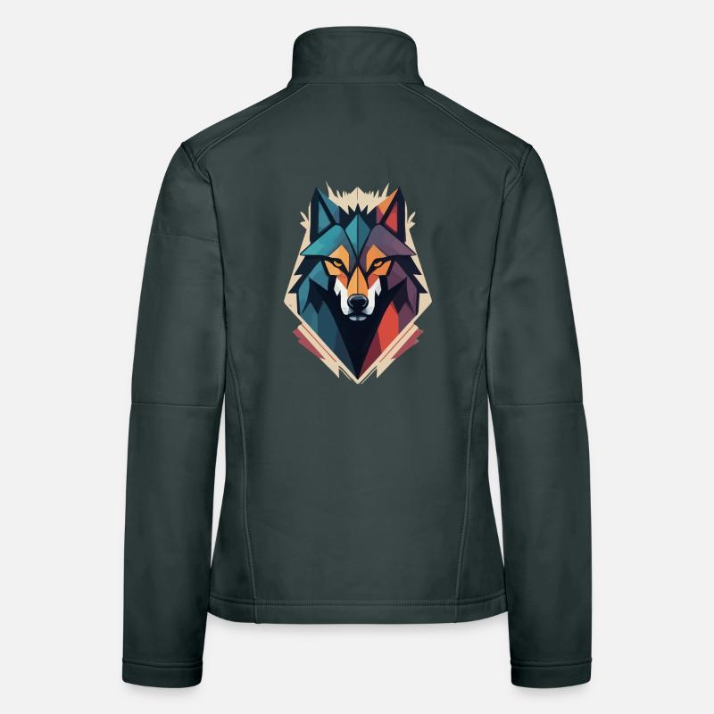 Geometric Wolf Head Women's Softshell Jacket