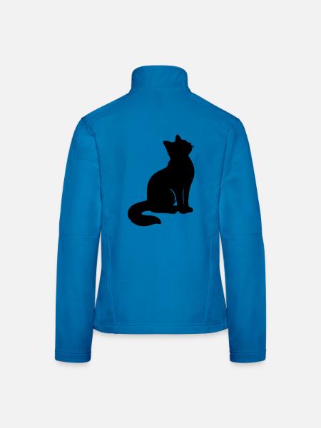 Sitzende Katze Silhouette Schwarz - Frauen Softshelljacke - Lichtblau - Hinten