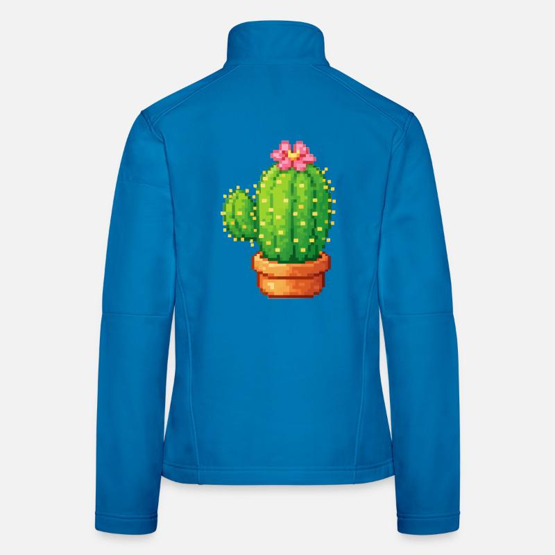 Pixel cactus with flower Women's Softshell Jacket