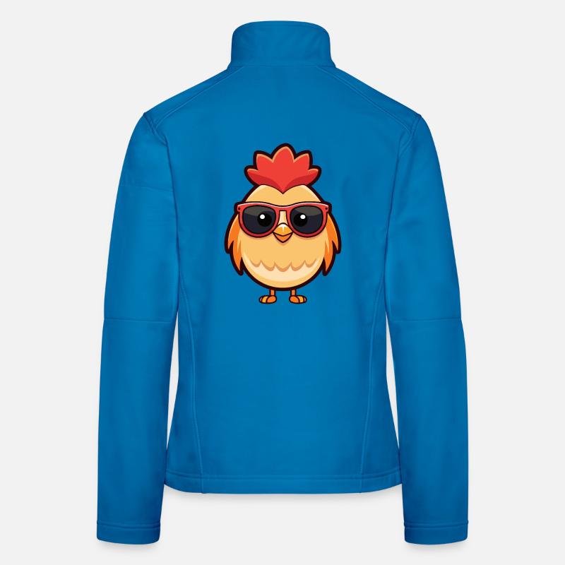 Chicken Hipster Red Glasses Women's Softshell Jacket