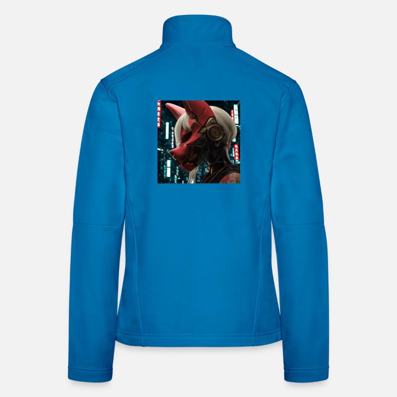 Roter Neon-Fox Maskenhelm - Frauen Softshelljacke - Lichtblau