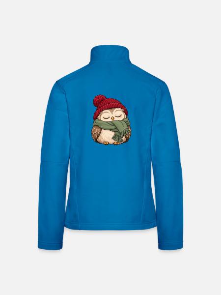 Wintereule im Schal - Frauen Softshelljacke - Lichtblau