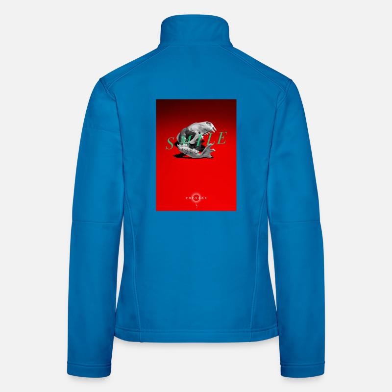 Lächelnder Schädel auf rotem Grund - Frauen Softshelljacke - Lichtblau