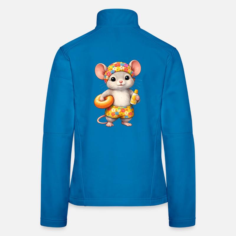 Cute mouse on summer vacation Women's Softshell Jacket
