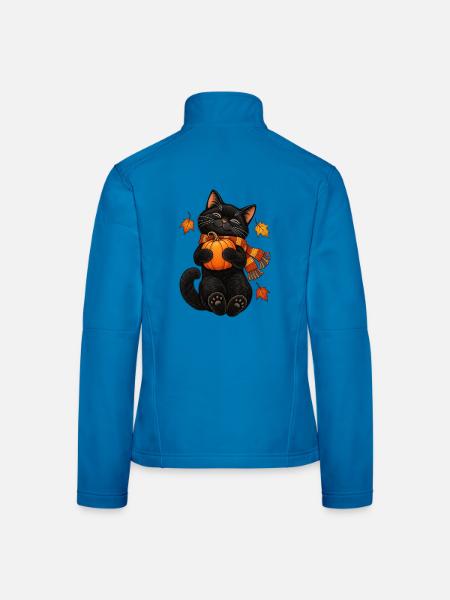 Black Cat Crescent Moon - Frauen Softshelljacke - Lichtblau - Hinten