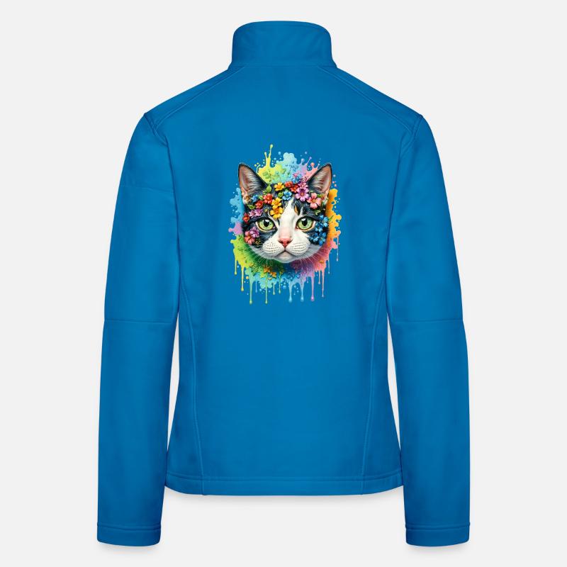 Chat coloré Veste en tissu softshell Femme