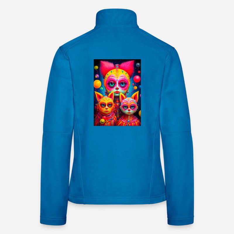 Cosmic faces sketched in vivid colors - Women's Softshell Jacket - light blue