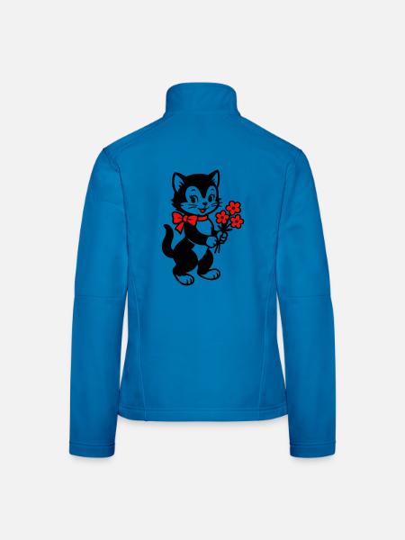 Schwarze Katze mit rotem Band - Frauen Softshelljacke - Lichtblau - Hinten