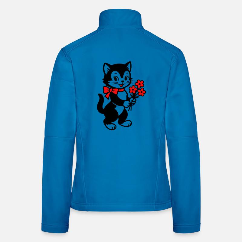 Chat noir avec ruban rouge Veste en tissu softshell Femme