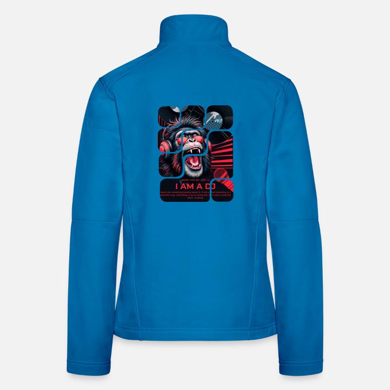 DJ Affe mit Kopfhörern Neon Design - Frauen Softshelljacke - Lichtblau