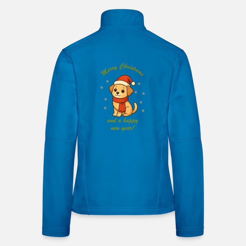 Chien de Noël avec écharpe Veste en tissu softshell Femme