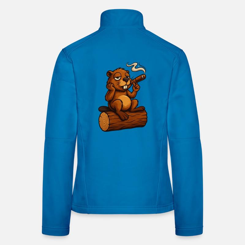 Chillender Biber mit Zigarre Frauen Softshelljacke