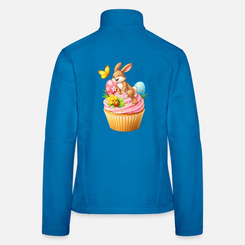 Cute Easter Bunny Cupcake with Colorful Easter Eggs Women's Softshell Jacket