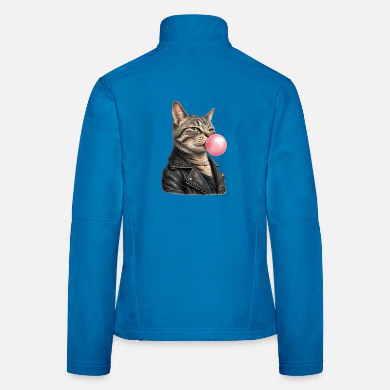 Coole Katze mit Lederjacke Frauen Softshelljacke
